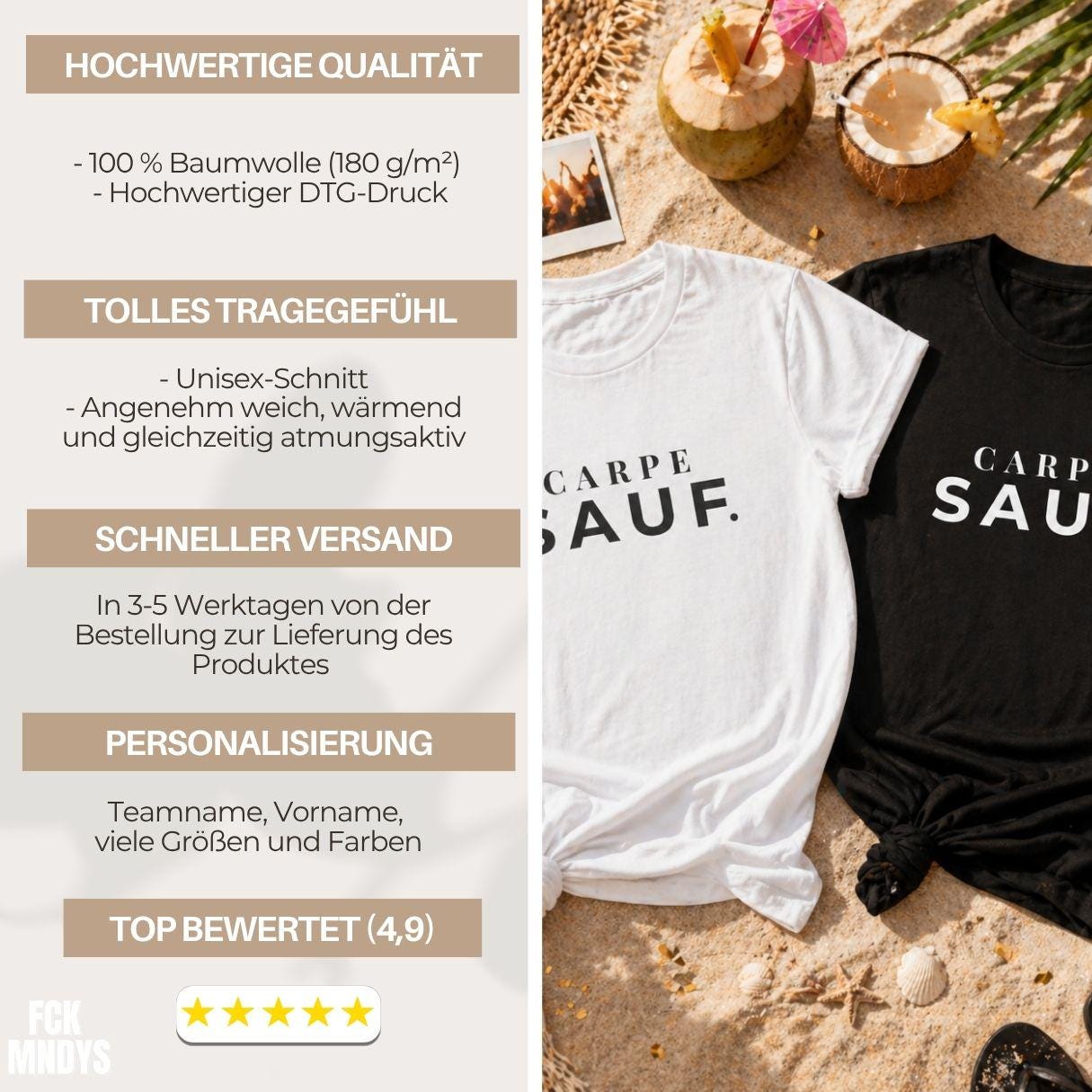 CARPE SAUF JGA Shirt Unisex Bachelorette T-Shirt Junggesellinnenabschied Bride Party Outfit Hen Party Gruppe Geschenk Frauen Männer Saufen