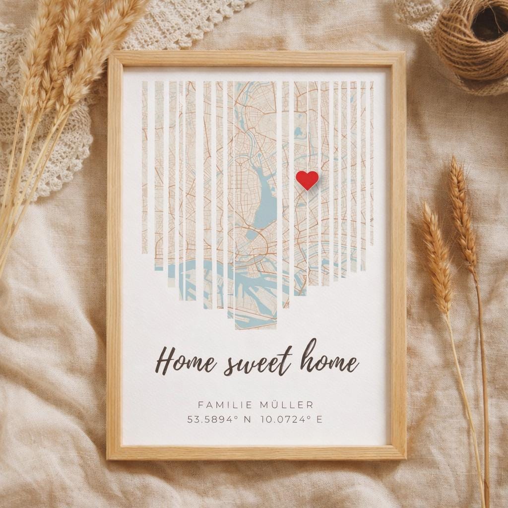 Housewarming gift | Personalised welcome gift for a new home | Home coordinates poster – minimalist city map