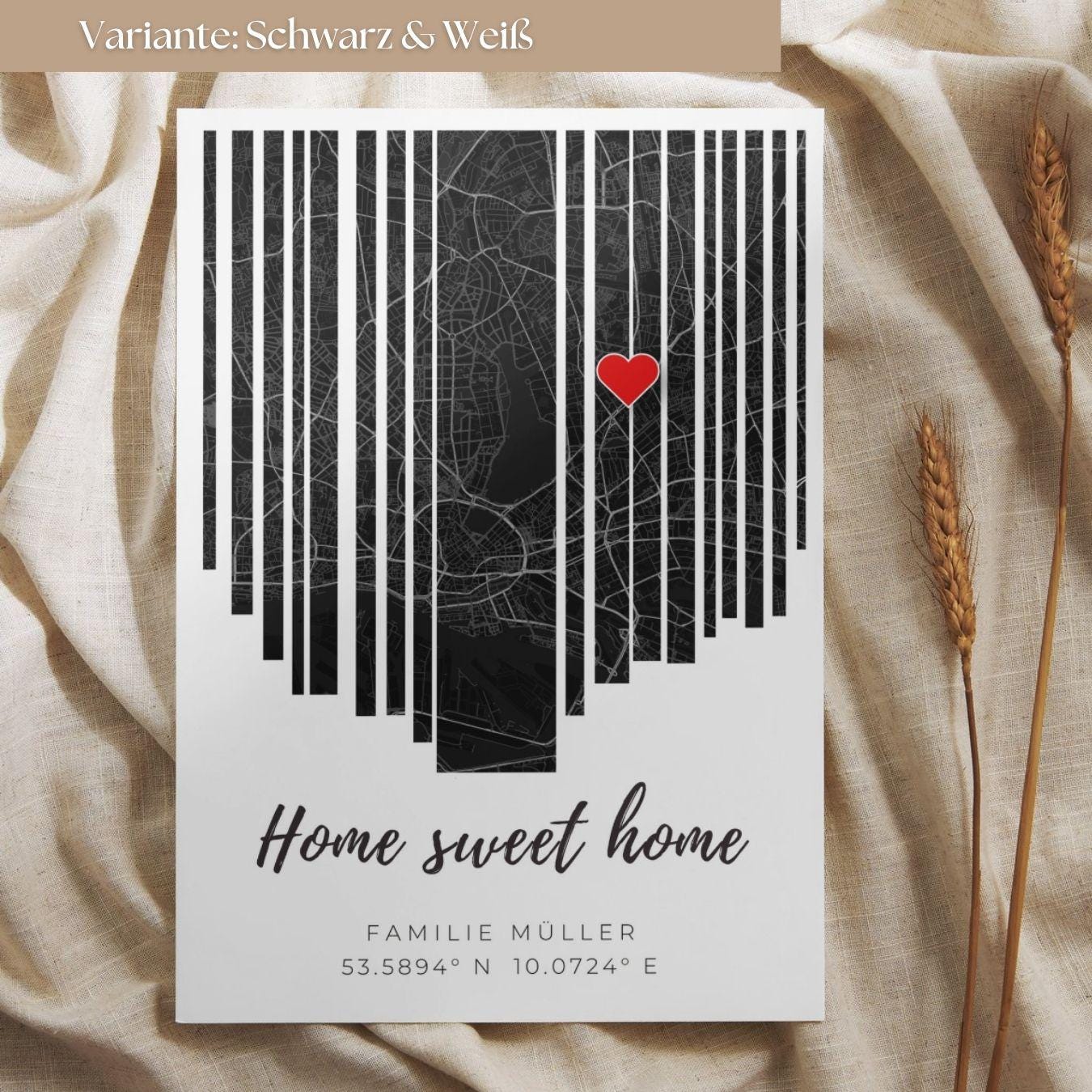 Housewarming gift | Personalised welcome gift for a new home | Home coordinates poster – minimalist city map