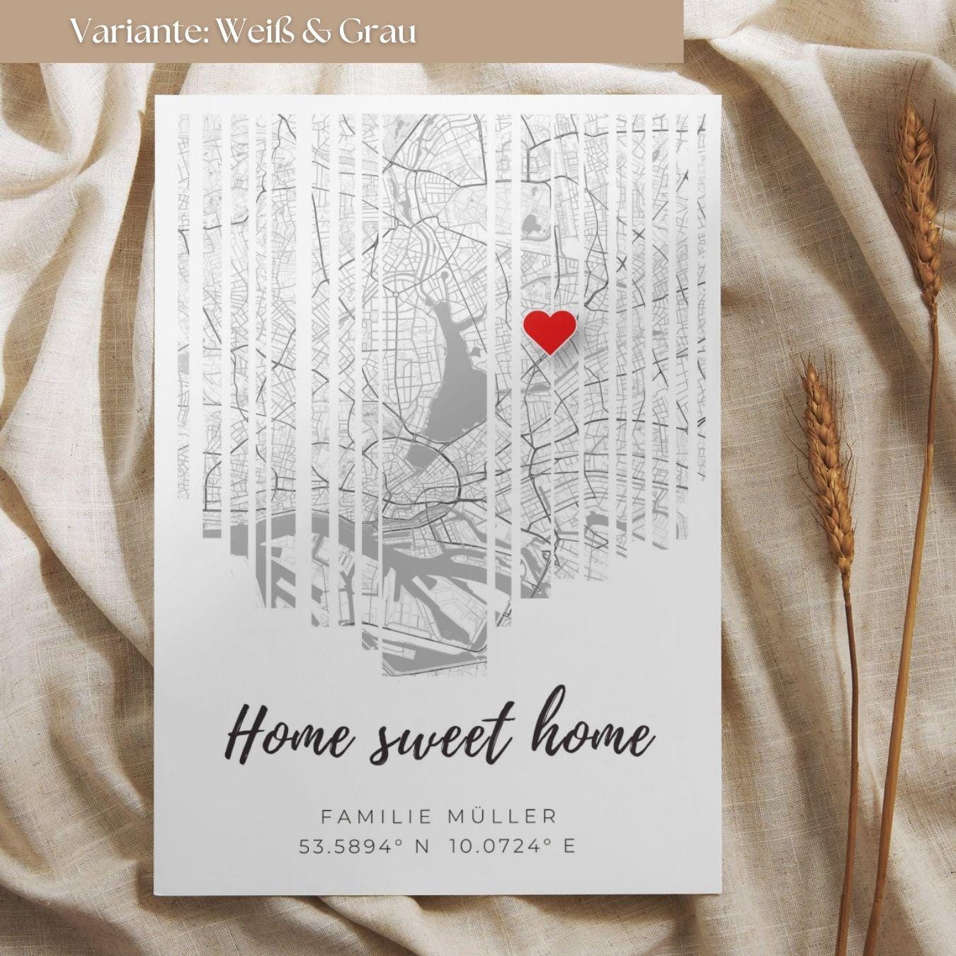 Housewarming gift | Personalised welcome gift for a new home | Home coordinates poster – minimalist city map