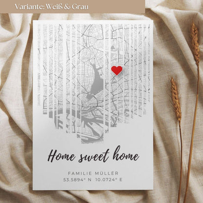 Housewarming gift | Personalised welcome gift for a new home | Home coordinates poster – minimalist city map