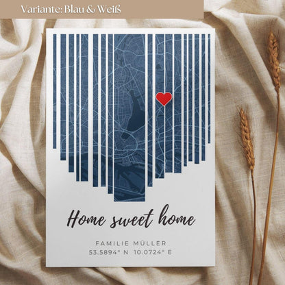 Housewarming gift | Personalised welcome gift for a new home | Home coordinates poster – minimalist city map
