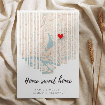 Housewarming gift | Personalised welcome gift for a new home | Home coordinates poster – minimalist city map