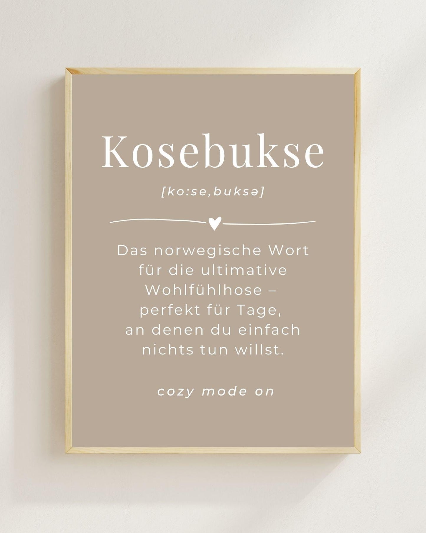 Kosebukse Poster – Norwegisches Wort Wandbild – Minimalistische Skandinavische Wanddeko – Cozy Definition Print Geschenk