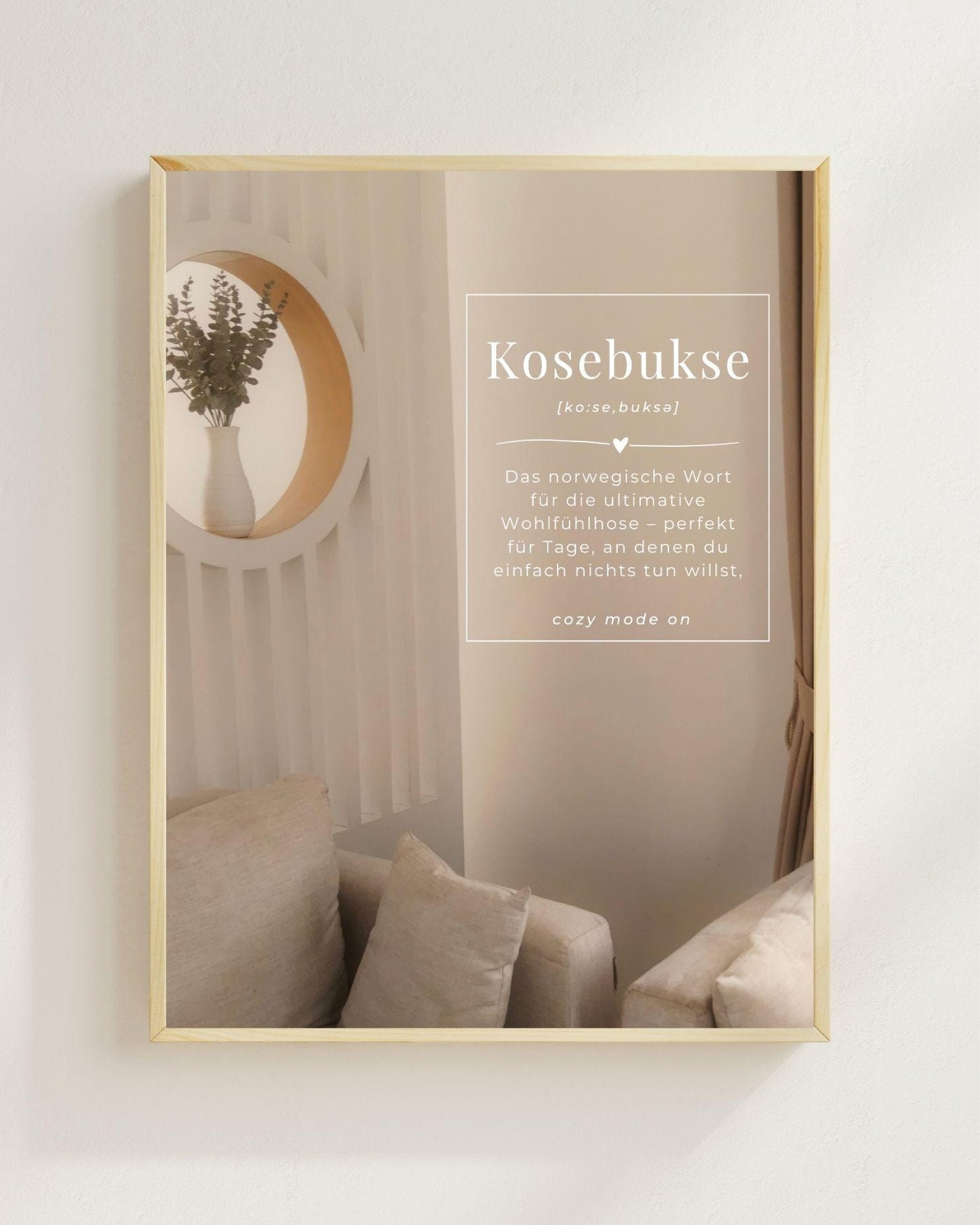 Kosebukse Poster – Norwegisches Wort Wandbild – Minimalistische Skandinavische Wanddeko – Cozy Definition Print Geschenk