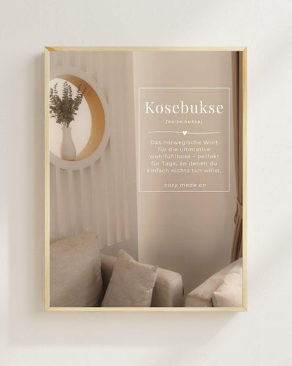 Kosebukse Poster – Norwegisches Wort Wandbild – Minimalistische Skandinavische Wanddeko – Cozy Definition Print Geschenk