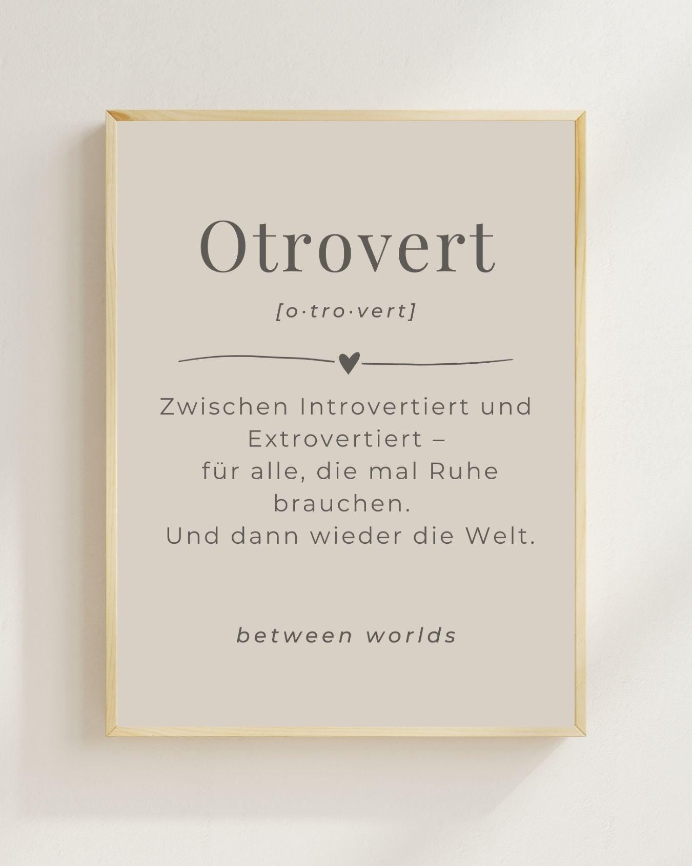 Otrovert Poster Skandinavisch Minimalistisch | Introvert Extrovert Balance | Typografie Wandbild | Boho Print Geschenk