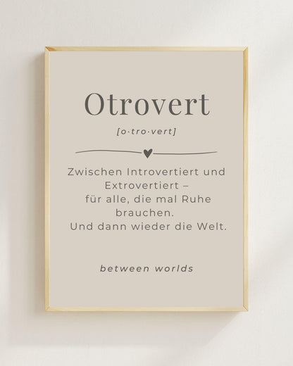 Otrovert Poster Skandinavisch Minimalistisch | Introvert Extrovert Balance | Typografie Wandbild | Boho Print Geschenk