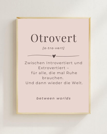 Otrovert Poster Skandinavisch Minimalistisch | Introvert Extrovert Balance | Typografie Wandbild | Boho Print Geschenk