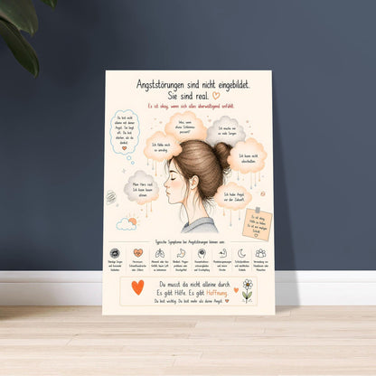 Angststörung Poster Deutsch | Mental Health Print | Symptome Depression Angst Burnout | Motivation Selbstliebe Wandbild Therapie Geschenk