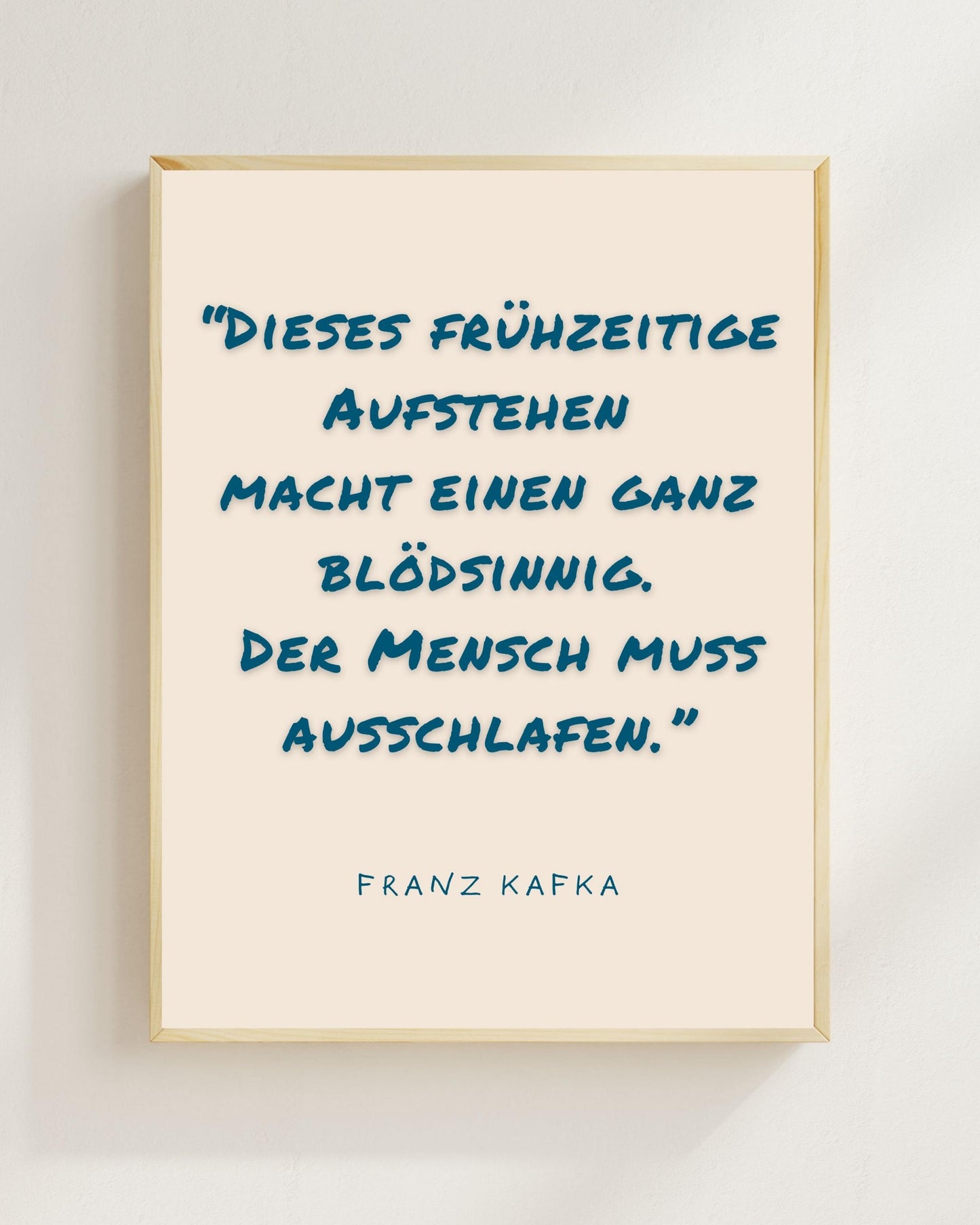 Kafka Zitat Poster Minimalistisch | Lustiger Spruch Aufstehen | Typografie Wandbild Modern | Geschenk Idee Schlaf Humor | Boho Wanddeko
