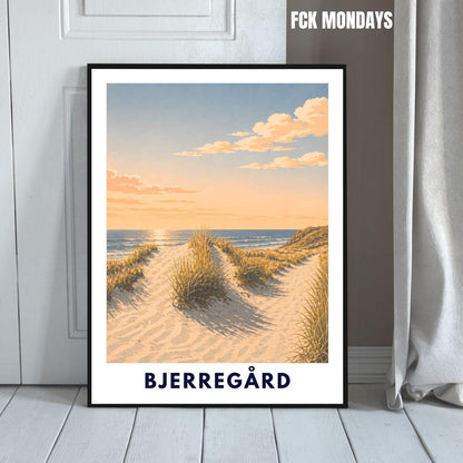 Bjerregård Poster Dänemark Nordsee Strand Dünen Wandbild Skandinavisches Travel Poster Holmsland Klit Ringkøbing Fjord Sonnenuntergang Meer