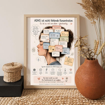 ADHS Poster für mehr Verständnis & Selbstliebe. Perfekt bei Konzentrationsproblemen, Overthinking, Reizüberflutung Mental Health Geschenk