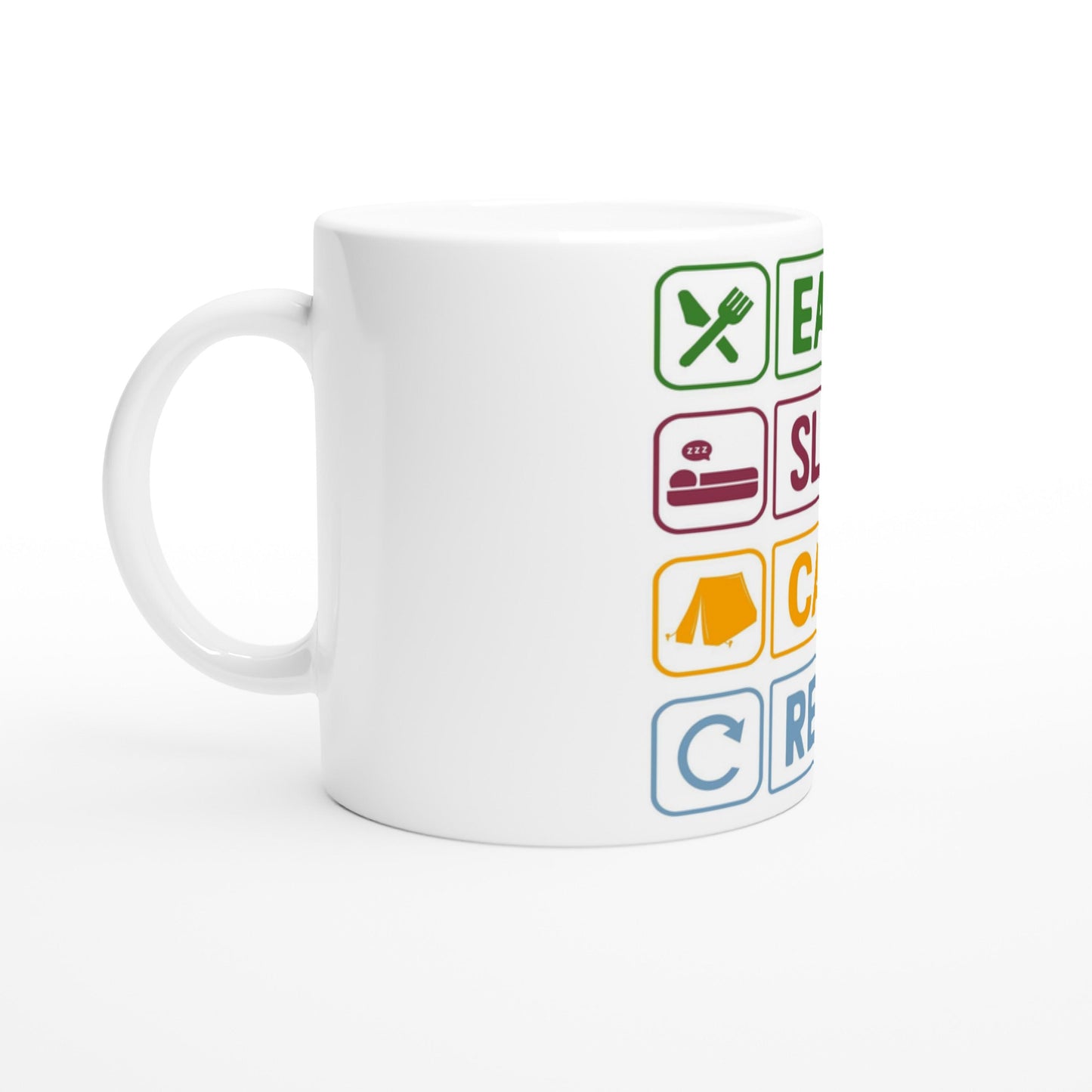 Camping Tasse Eat Sleep Camp Repeat | Lustige Camper Tasse | Geschenk für Camper Van Fans | Camping Becher Outdoor Zelten Keramiktasse