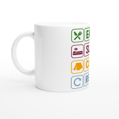 Camping Tasse Eat Sleep Camp Repeat | Lustige Camper Tasse | Geschenk für Camper Van Fans | Camping Becher Outdoor Zelten Keramiktasse
