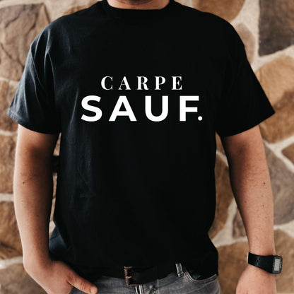 CARPE SAUF JGA Shirt Unisex Bachelorette T-Shirt Junggesellinnenabschied Bride Party Outfit Hen Party Gruppe Geschenk Frauen Männer Saufen