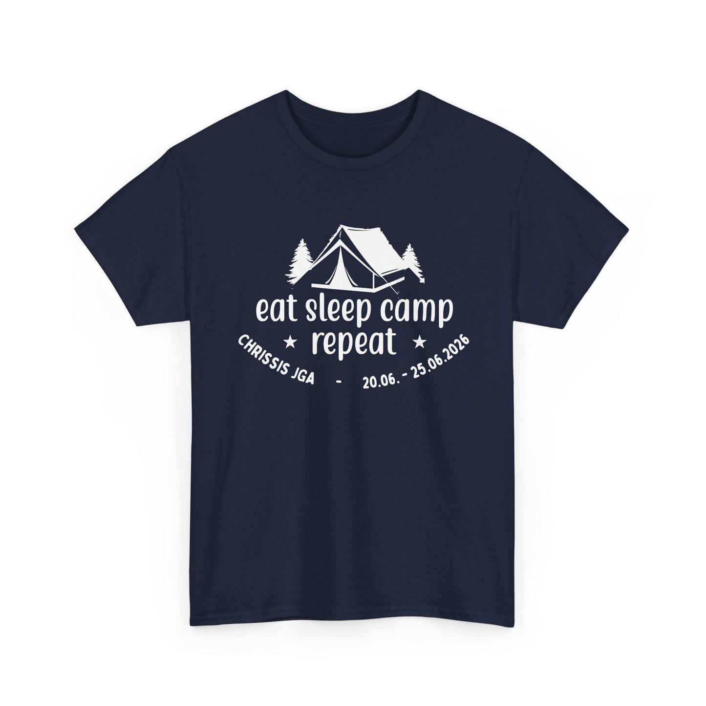 Camping JGA Shirt Herren | Männer Abenteuer Urlaub Shirt | Eat Sleep Camp Repeat | Junggesellenabschied Camping Trip