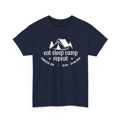 Camping JGA Shirt Herren | Männer Abenteuer Urlaub Shirt | Eat Sleep Camp Repeat | Junggesellenabschied Camping Trip