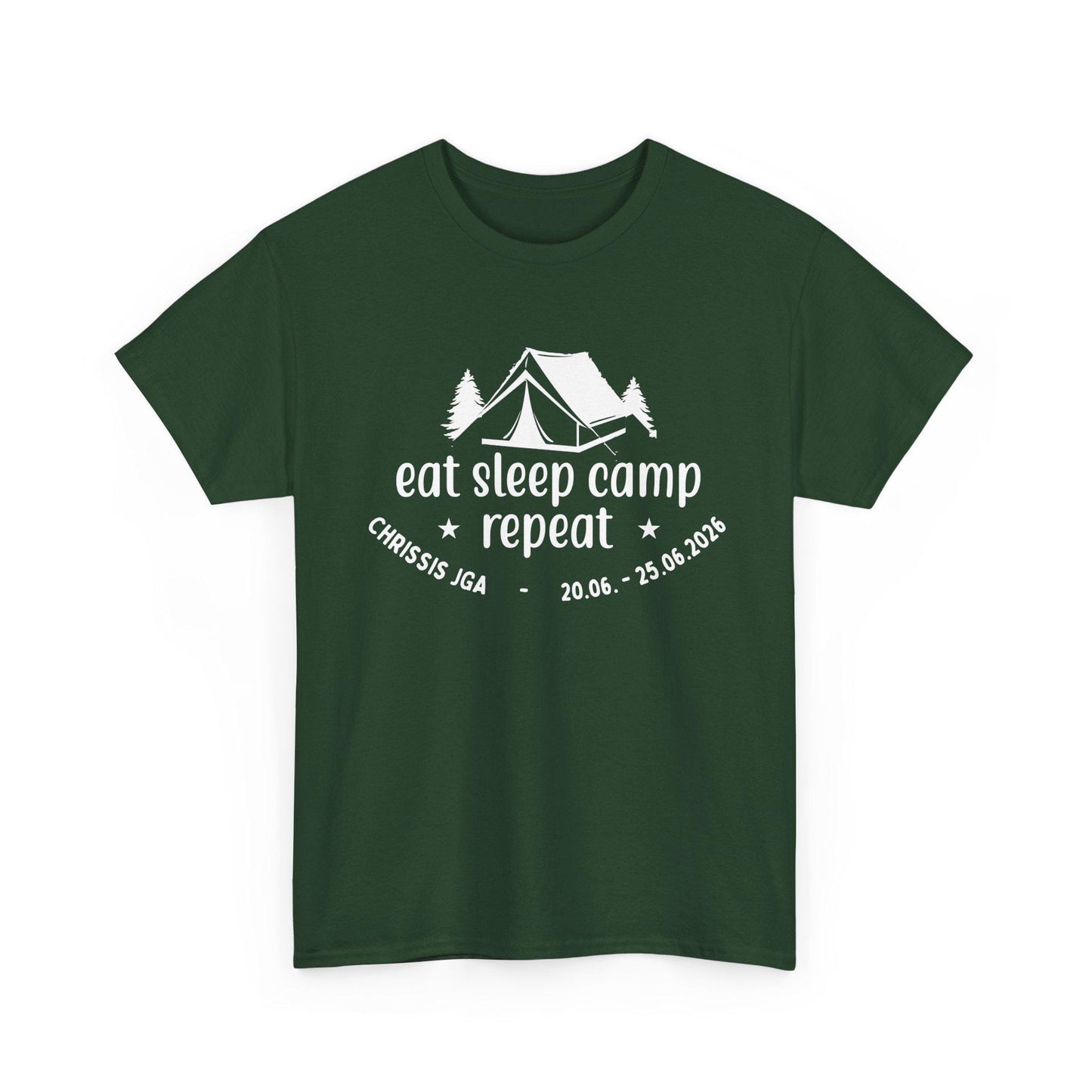 Camping JGA Shirt Herren | Männer Abenteuer Urlaub Shirt | Eat Sleep Camp Repeat | Junggesellenabschied Camping Trip