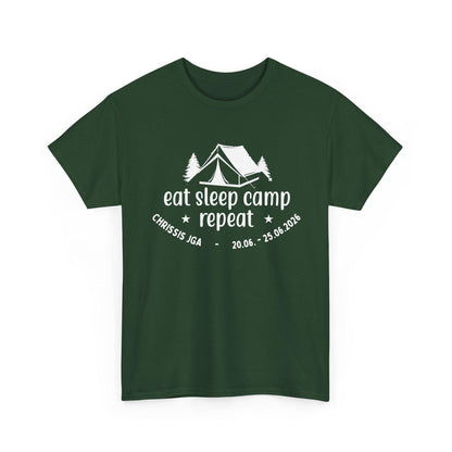 Camping JGA Shirt Herren | Männer Abenteuer Urlaub Shirt | Eat Sleep Camp Repeat | Junggesellenabschied Camping Trip