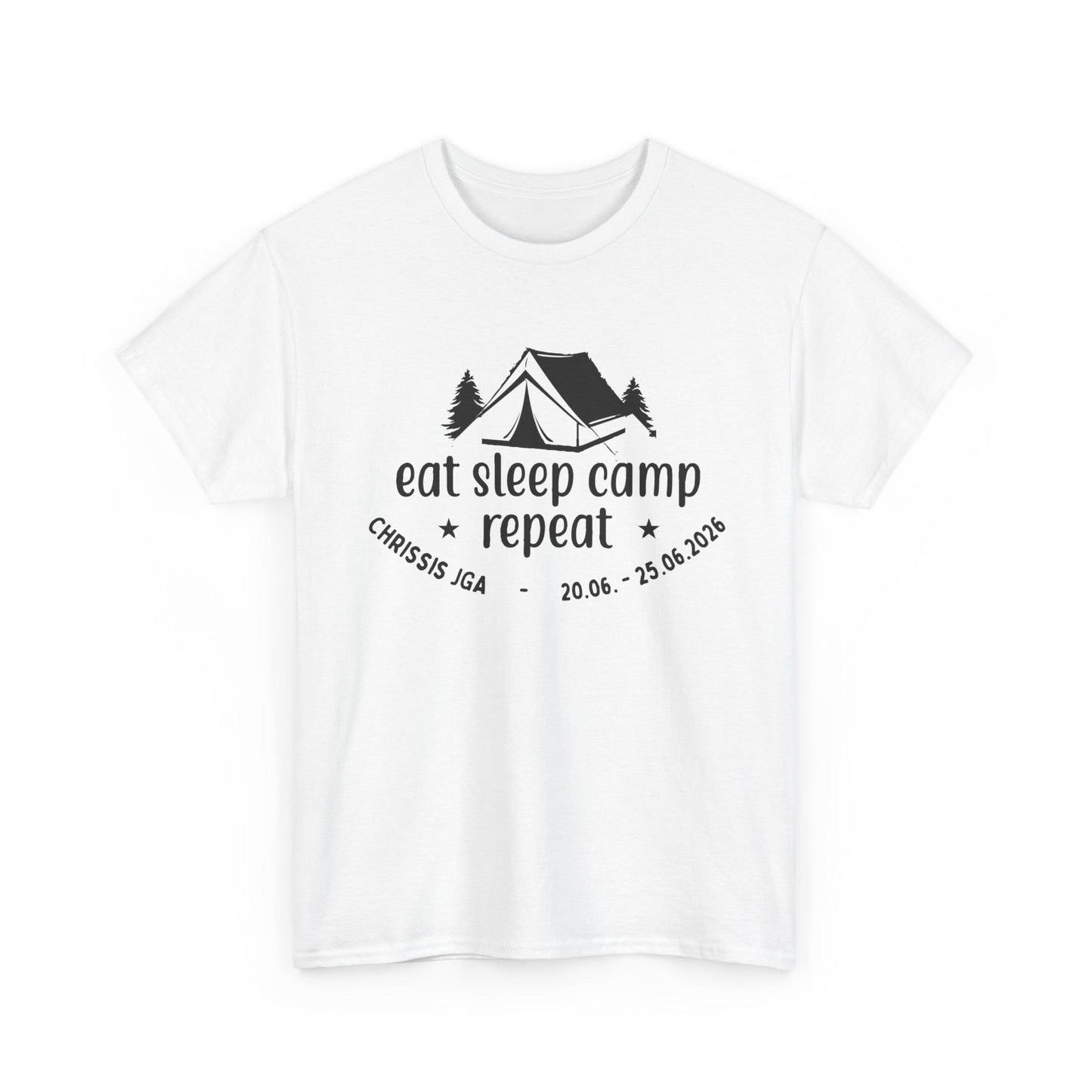Camping JGA Shirt Herren | Männer Abenteuer Urlaub Shirt | Eat Sleep Camp Repeat | Junggesellenabschied Camping Trip
