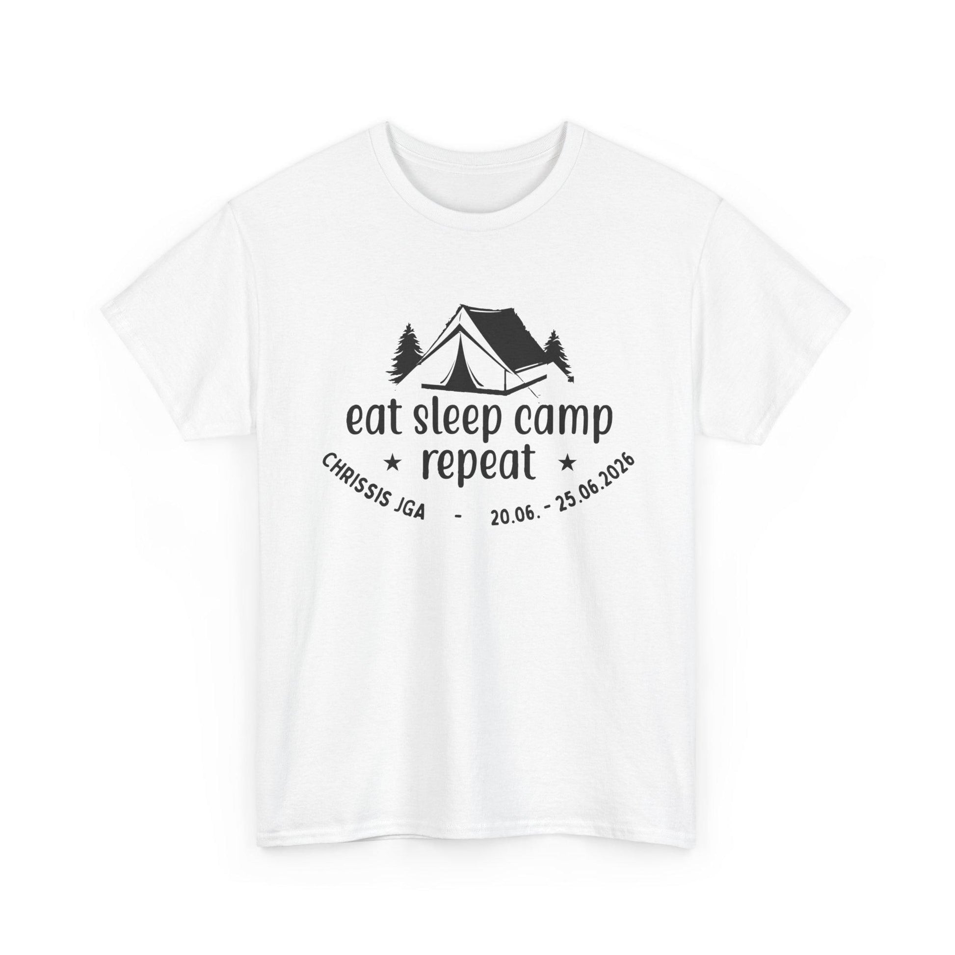 Camping JGA Shirt Herren | Männer Abenteuer Urlaub Shirt | Eat Sleep Camp Repeat | Junggesellenabschied Camping Trip
