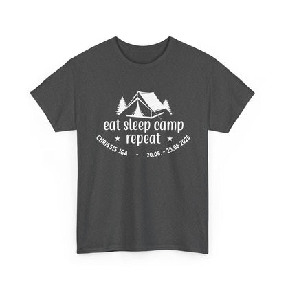 Camping JGA Shirt Herren | Männer Abenteuer Urlaub Shirt | Eat Sleep Camp Repeat | Junggesellenabschied Camping Trip