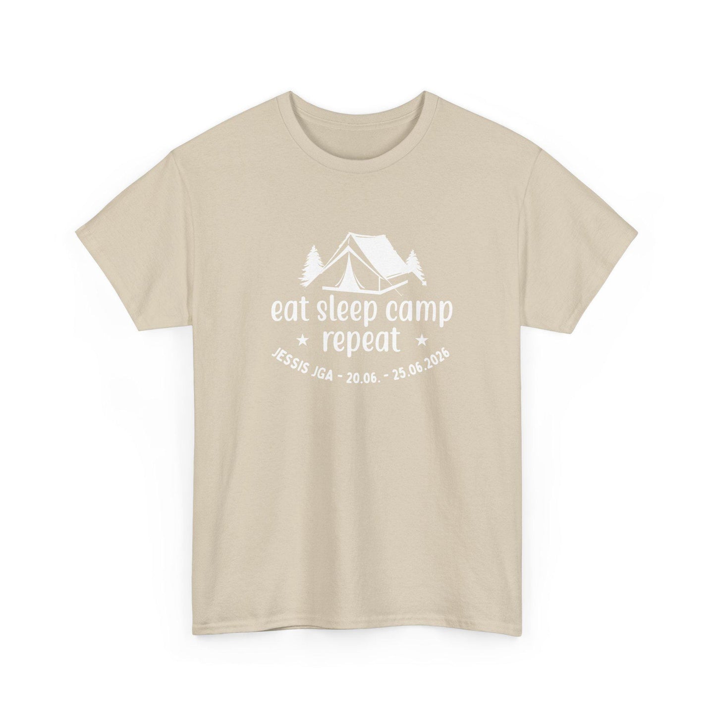 Camping JGA Shirt Damen personalisiert, Eat Sleep Camp Repeat Shirt, Frauen JGA Outfit, Outdoor Mädels Trip Shirt
