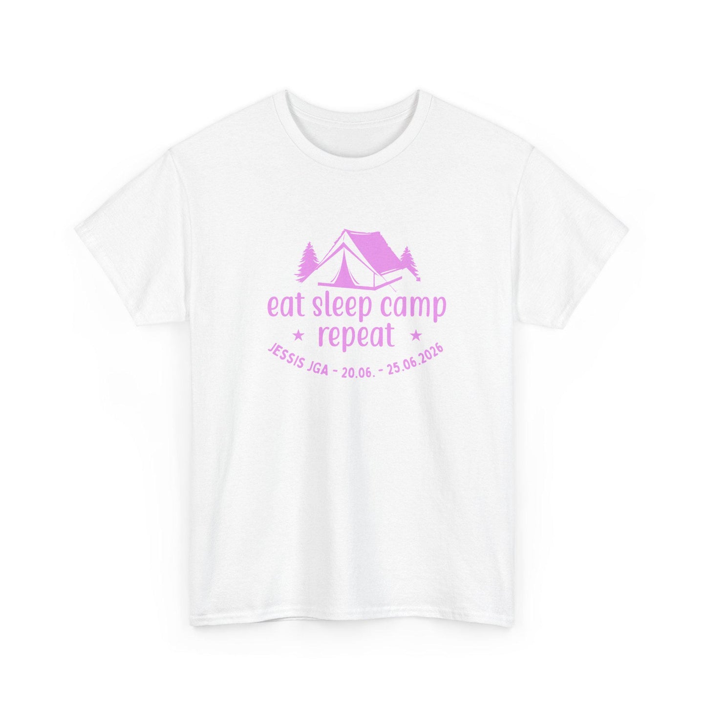 Camping JGA Shirt Damen personalisiert, Eat Sleep Camp Repeat Shirt, Frauen JGA Outfit, Outdoor Mädels Trip Shirt