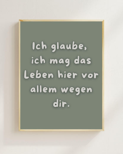 Ich mag das Leben wegen dir Poster | Freundschaft Geschenk Mental Health Wandbild | Beste Freundin Geschenk | Liebe Spruch Positive Wanddeko