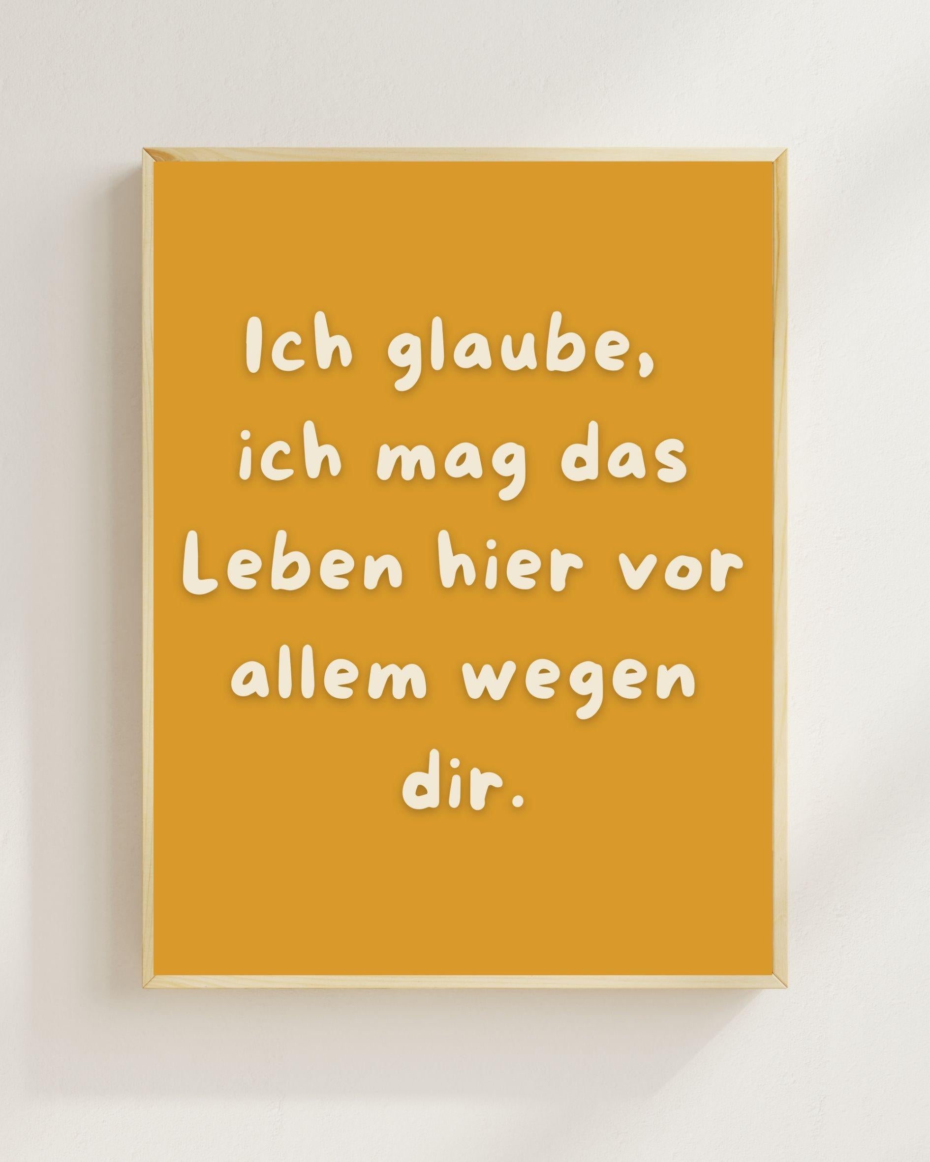 Ich mag das Leben wegen dir Poster | Freundschaft Geschenk Mental Health Wandbild | Beste Freundin Geschenk | Liebe Spruch Positive Wanddeko
