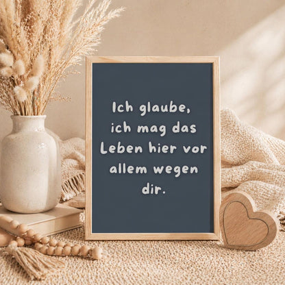 Ich mag das Leben wegen dir Poster | Freundschaft Geschenk Mental Health Wandbild | Beste Freundin Geschenk | Liebe Spruch Positive Wanddeko