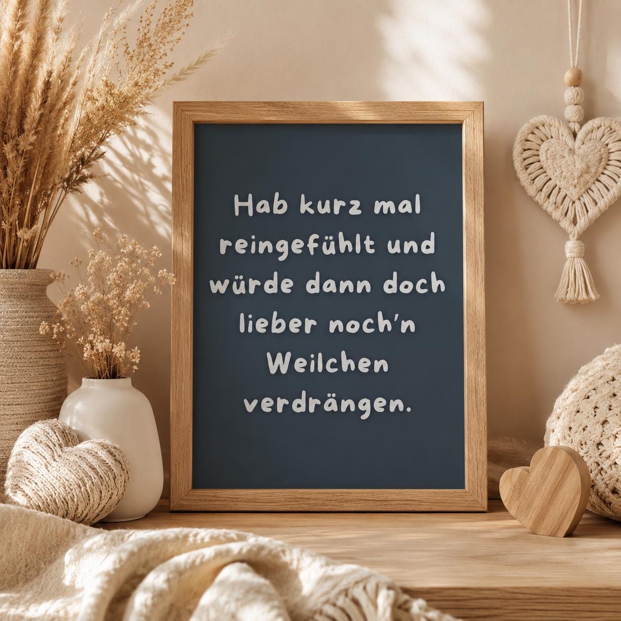 Hab kurz mal reingefühlt Poster | Lustiger Spruch Print | Mental Health Wandbild | Freundschaft Geschenk | Wein Poster | Positive Wanddeko