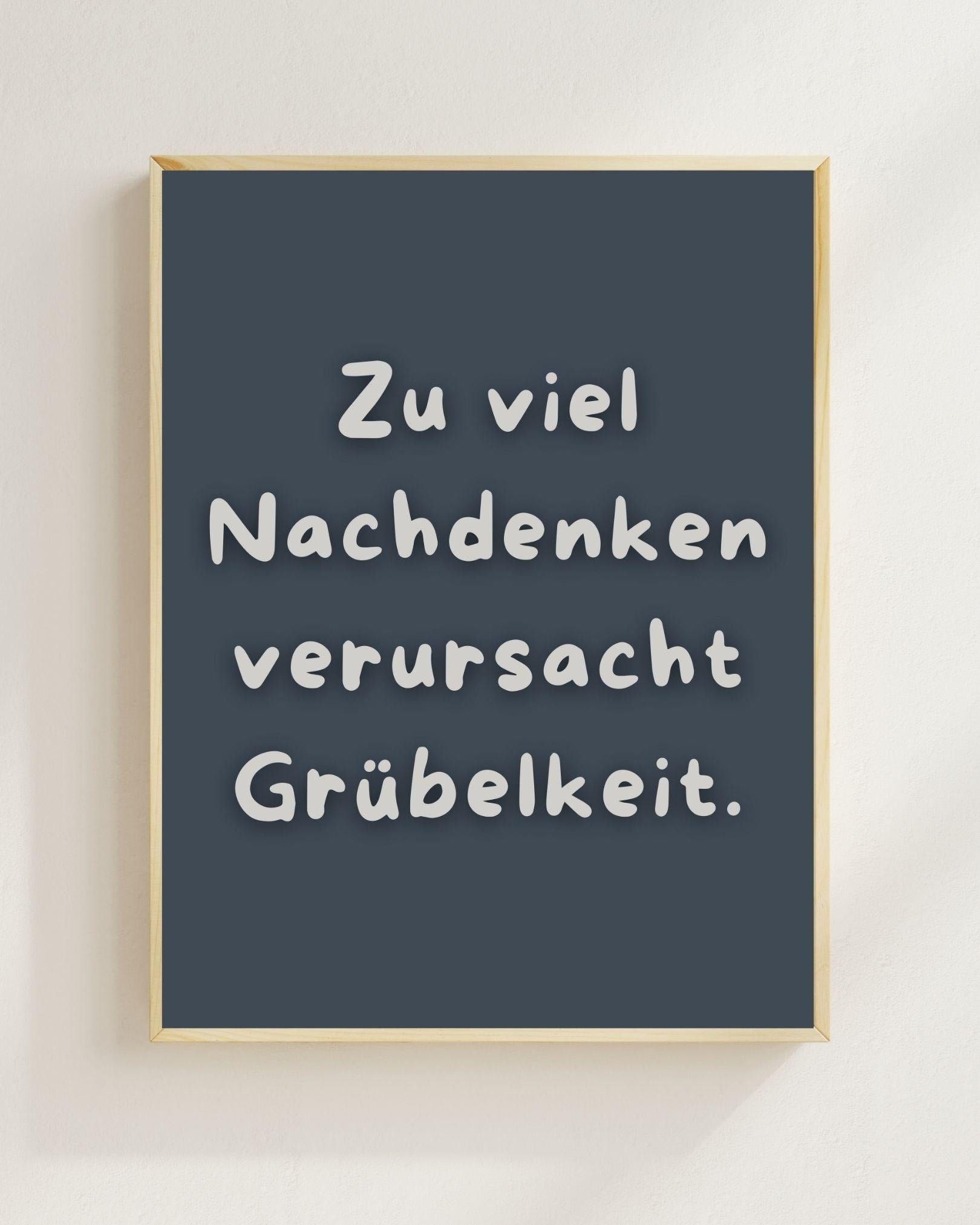 Zu viel Nachdenken Poster | Lustiger Mental Health Print | Therapie Poster Wandbild | Philosophie Spruch | Freundschaft Geschenk