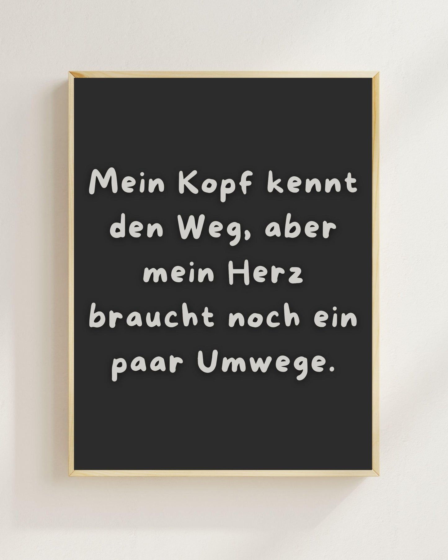Mein Kopf kennt den Weg Poster | Mental Health Grübelstopp Plakat | Therapie Spruch Print | Herz Kopf Wandbild | Freundschaft Geschenk