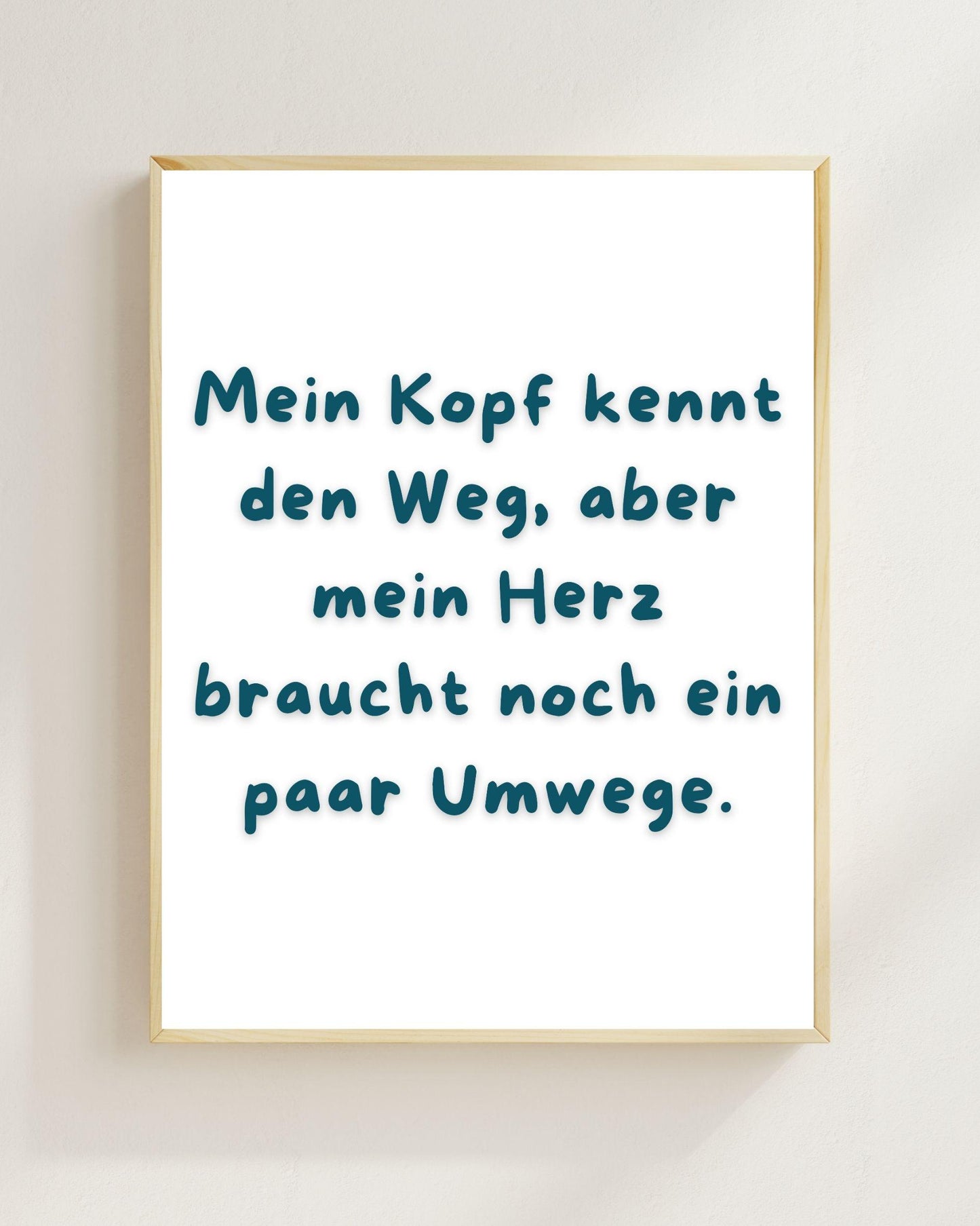 Mein Kopf kennt den Weg Poster | Mental Health Grübelstopp Plakat | Therapie Spruch Print | Herz Kopf Wandbild | Freundschaft Geschenk