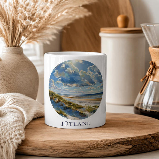 Jütland Tasse | Küsten Tasse mit Landschaftsmotiv | Geschenk für Meerliebhaber | Urlaub Erinnerung | Dänemark Tasse | Strand Kaffee Becher