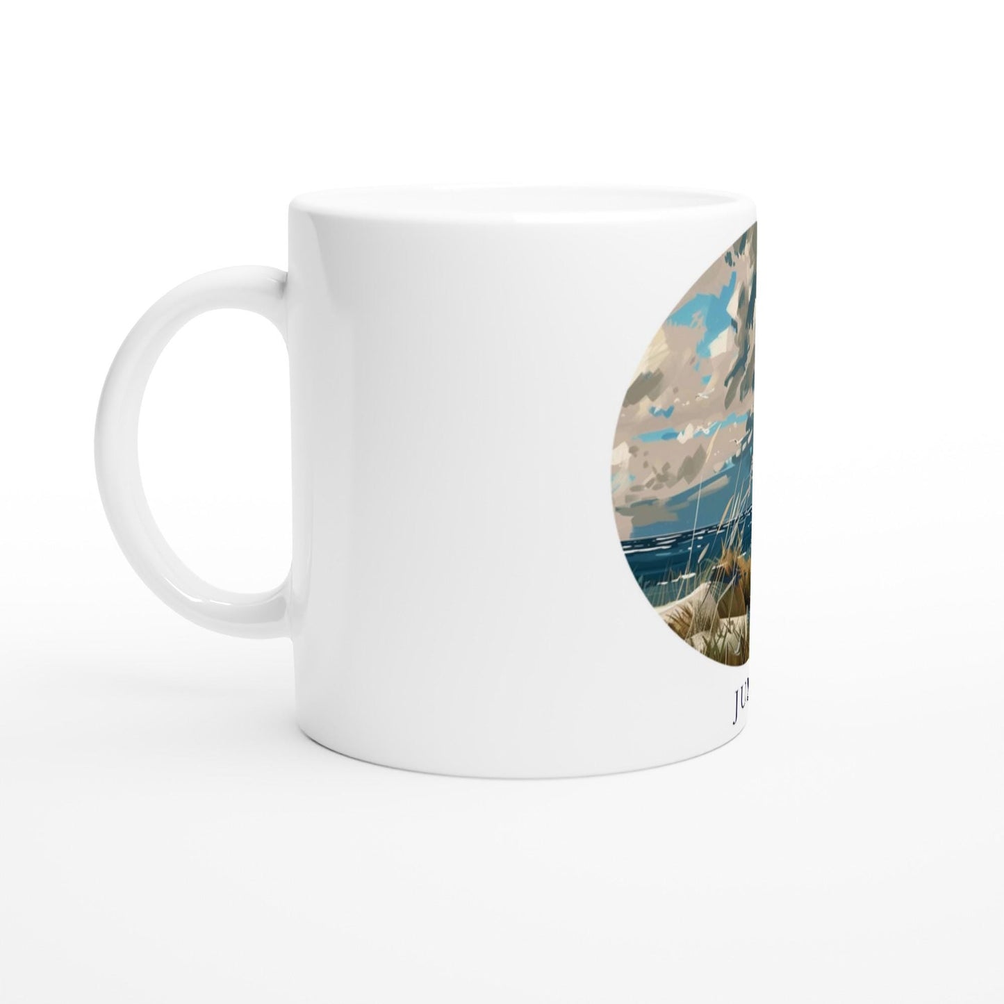 Juist Tasse | Nordsee Becher mit Strandmotiv | Geschenk für Meerliebhaber | Insel Souvenir | Küsten Kaffee Becher | Urlaub Erinnerung