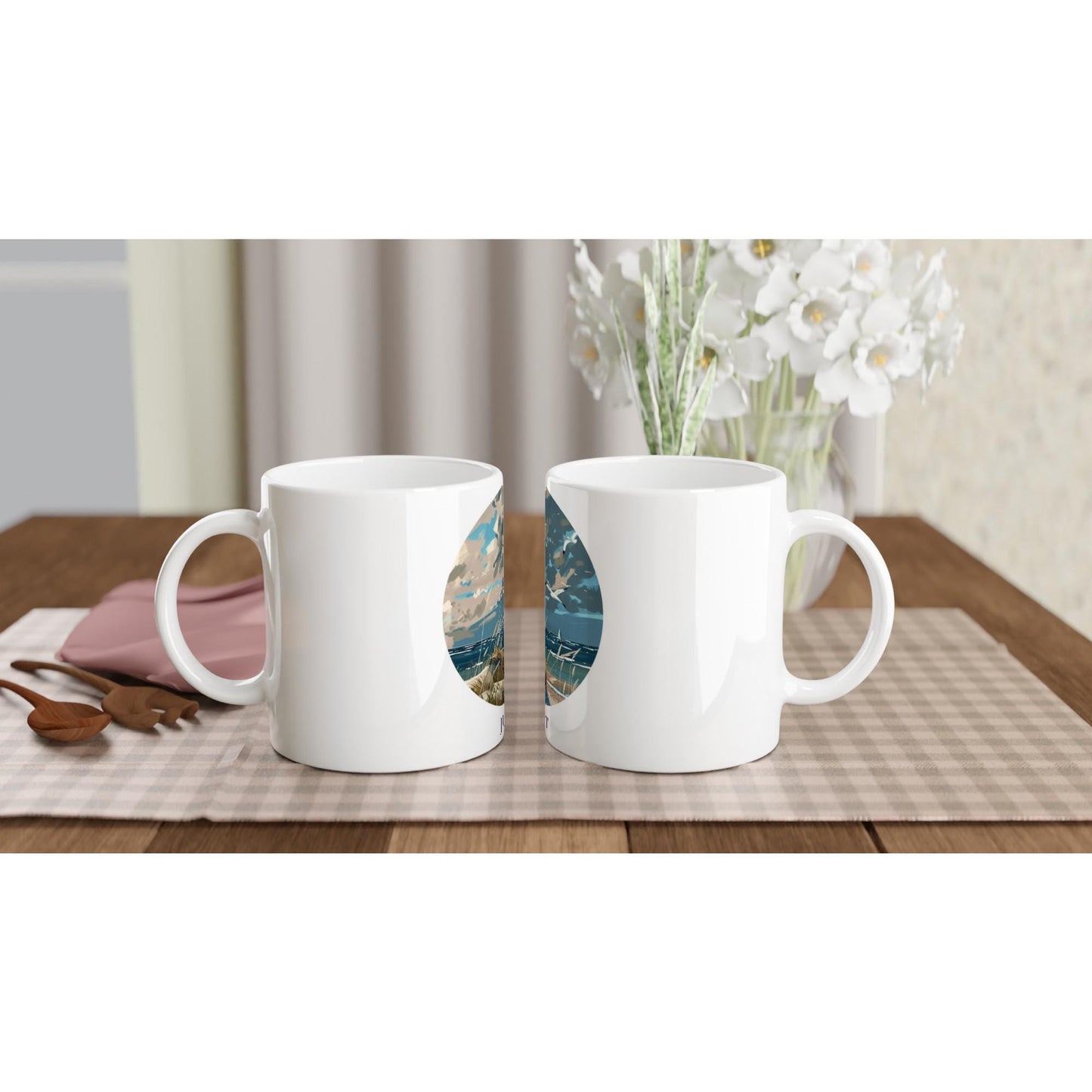 Juist Tasse | Nordsee Becher mit Strandmotiv | Geschenk für Meerliebhaber | Insel Souvenir | Küsten Kaffee Becher | Urlaub Erinnerung