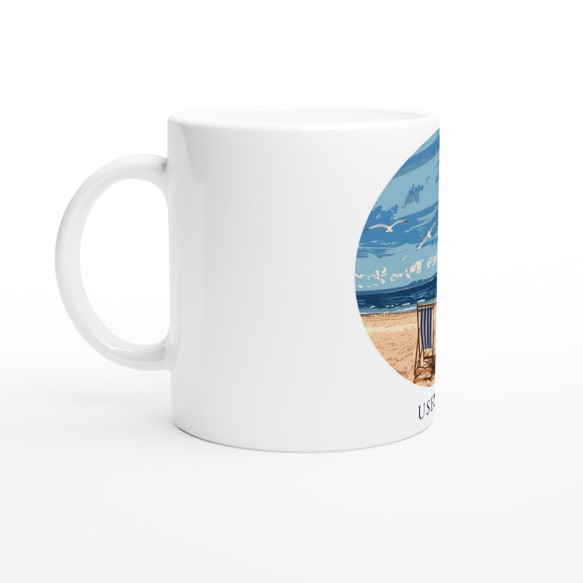 Usedom Tasse | Ostsee Becher mit Strandmotiv | Geschenk für Meerliebhaber | Insel Souvenir | Küsten Kaffee Becher | Urlaub Erinnerung