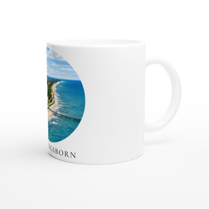 Kühlungsborn Tasse | Ostsee Becher mit Strandmotiv | Geschenk für Meerliebhaber | Seebrücke Souvenir | Kaffee Becher
