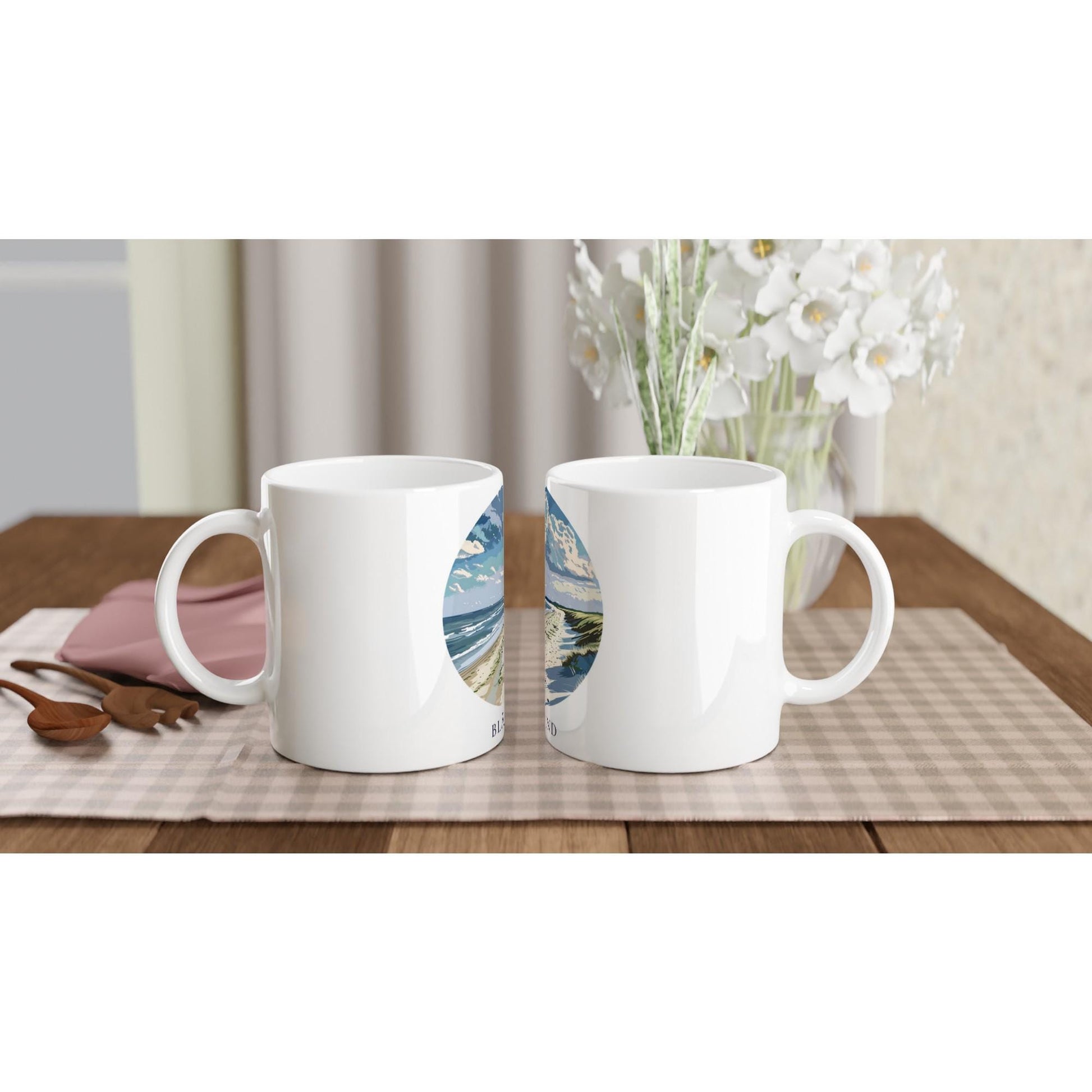 Blåvand Tasse | Dänemark Becher mit Strandmotiv | Nordsee Küsten Tasse | Geschenk für Meerliebhaber | Urlaub Souvenir