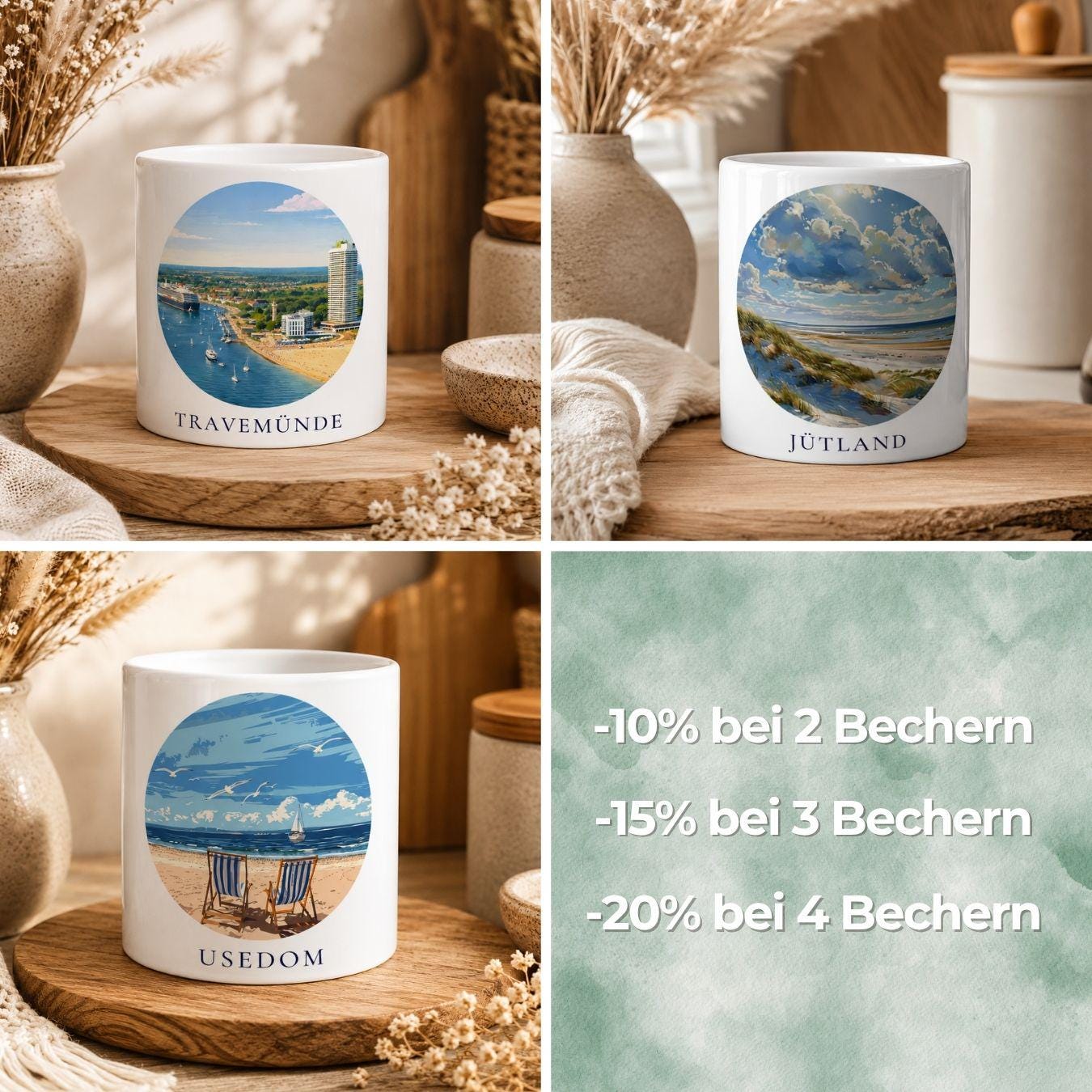 Blåvand Tasse | Dänemark Becher mit Strandmotiv | Nordsee Küsten Tasse | Geschenk für Meerliebhaber | Urlaub Souvenir