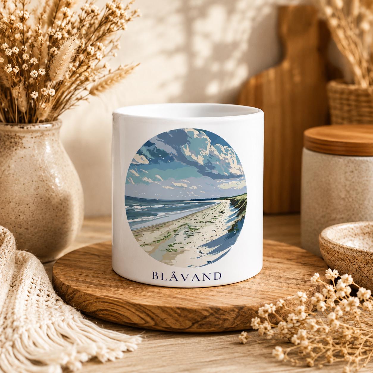 Blåvand Tasse | Dänemark Becher mit Strandmotiv | Nordsee Küsten Tasse | Geschenk für Meerliebhaber | Urlaub Souvenir