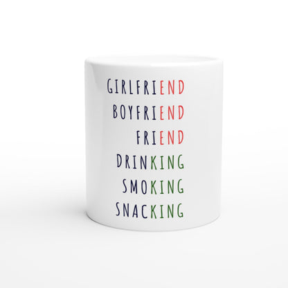 Lustige Tasse | Girlfriend Boyfriend Friend Kaffee Becher | Drinking Smoking Snacking Mug | Geschenk für Freunde | Party Humor Tasse JGA