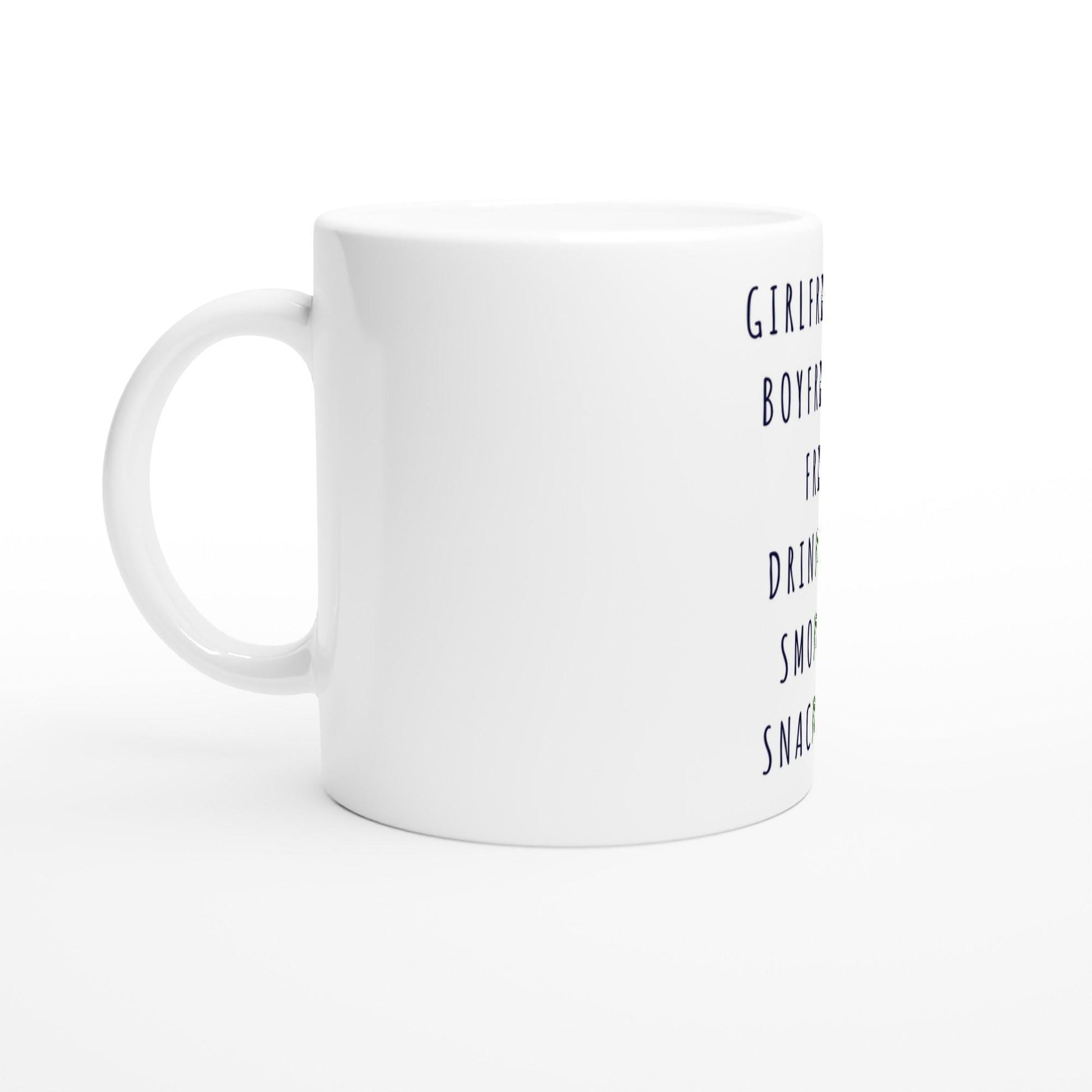 Lustige Tasse | Girlfriend Boyfriend Friend Kaffee Becher | Drinking Smoking Snacking Mug | Geschenk für Freunde | Party Humor Tasse JGA