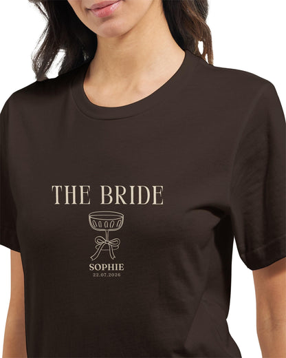 Bride Shirt personalisiert, THE BRIDE T-Shirt JGA, Braut Shirt mit Name & Datum, Bachelorette Party Outfit, Clean Bridal Shirt Party Urlaub