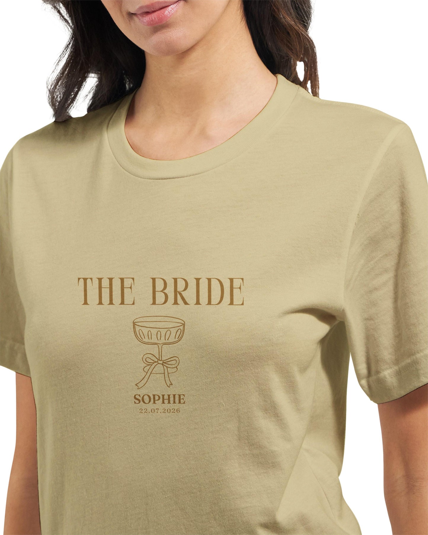 Bride Shirt personalisiert, THE BRIDE T-Shirt JGA, Braut Shirt mit Name & Datum, Bachelorette Party Outfit, Clean Bridal Shirt Party Urlaub