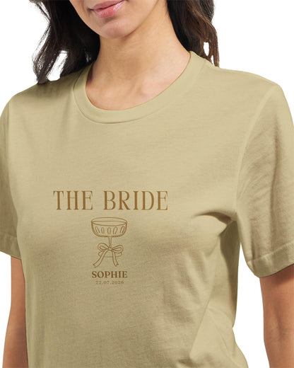 Bride Shirt personalisiert, THE BRIDE T-Shirt JGA, Braut Shirt mit Name & Datum, Bachelorette Party Outfit, Clean Bridal Shirt Party Urlaub