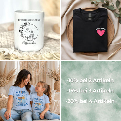 Bride Shirt personalisiert, THE BRIDE T-Shirt JGA, Braut Shirt mit Name & Datum, Bachelorette Party Outfit, Clean Bridal Shirt Party Urlaub